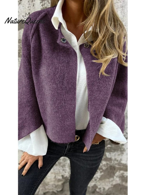 Autumn and Winter Loose Short Cashmere Long-sleeved Jacket