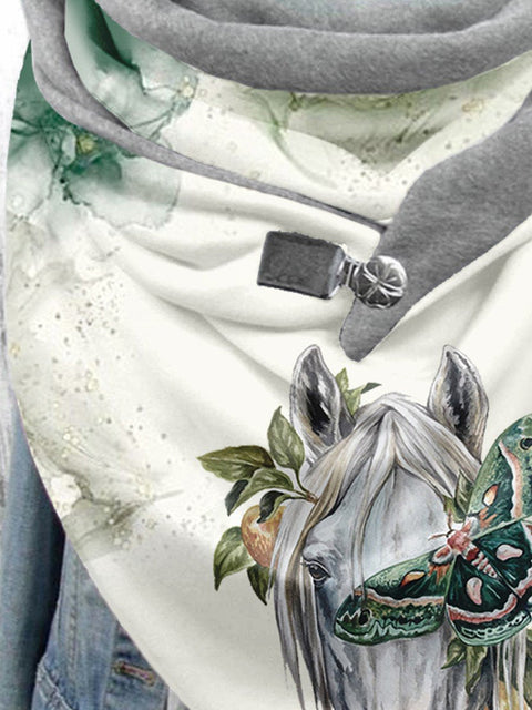 Horse Butterfly Casual Print Scarf