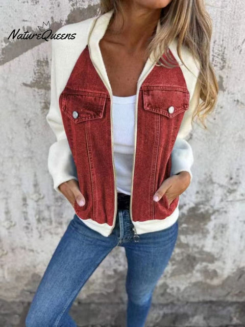 Women's Denim Patchwork Casual Jacket