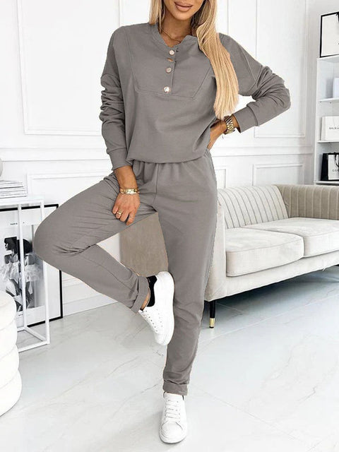 Patchwork Polyester Long Pants Long Sleeve Leisure Suit