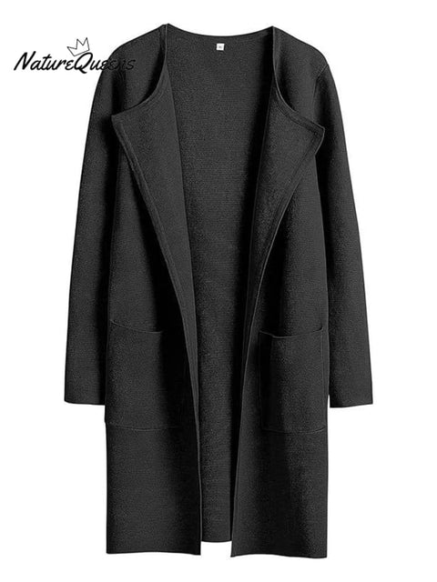 Women's Stylish Casual Fashionable Long Sleeve Solid Color Lapel Woolen Coat