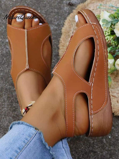 Summer Casual Thick Bottom Elastic Strap Fish Mouth Muffin Shoes