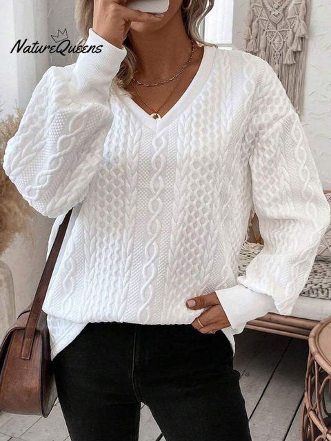 Women's Casual Solid Color Warm Loose Long-sleeved Sweatshirt