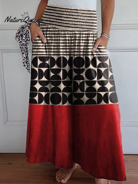 Artistry Geometric Pattern Printed Women's Cotton Wide Leg Pants