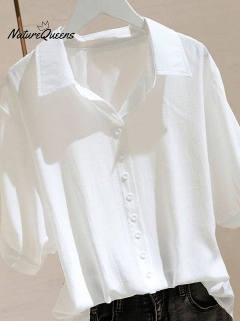 Women's Solid Color Loose Thin Elegant Casual Polo Shirt