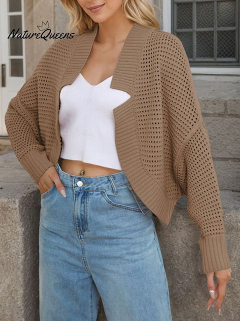 Autumn and Winter V-neck Bat Sleeve Women's Knitted Cardigan