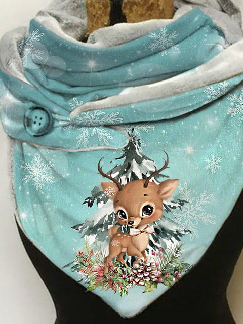 Christmas deer print casual scarf and shawl