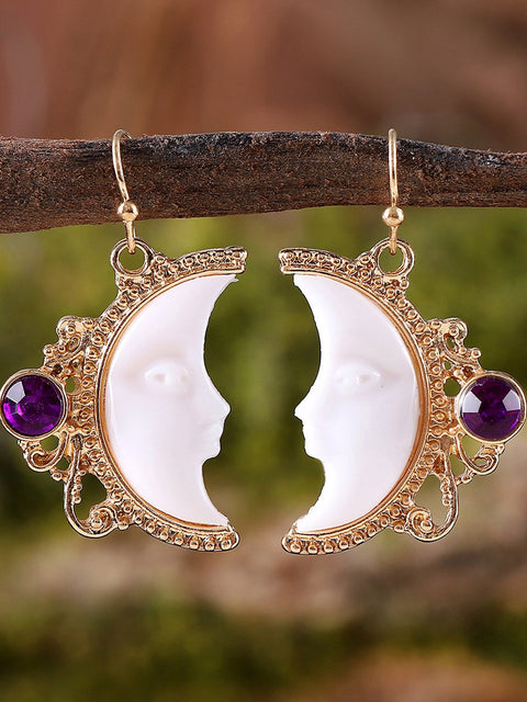 Women's Moon Goddess Pendant And Inlaid Gemstone Earrings