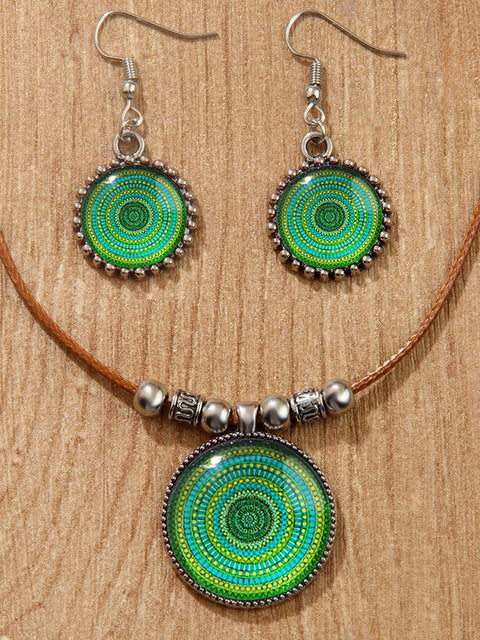 Groovy Ethnic Style Necklace and Earrings Set