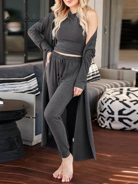 Women's Fall Knit Exercise Set Outfit