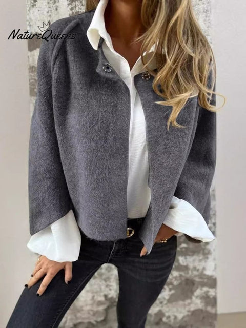 Autumn and Winter Loose Short Cashmere Long-sleeved Jacket