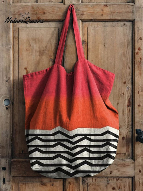 Irregular Geometric Art Printed Linen Tote Bag