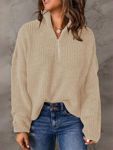 Women's V-Neck Casual Solid Color Sweater