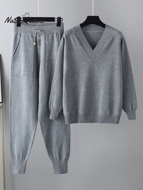 Sweater Harem Pants Suit Casual Sweater Pullover Two-piece Set