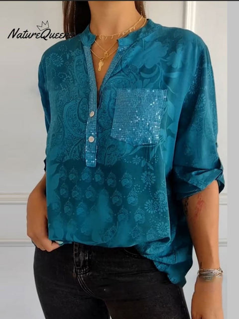 Women's Solid Color Print Long Sleeve Shirt