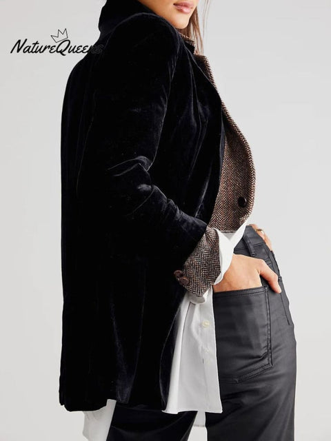 Women's Velvet Blazer Jacket