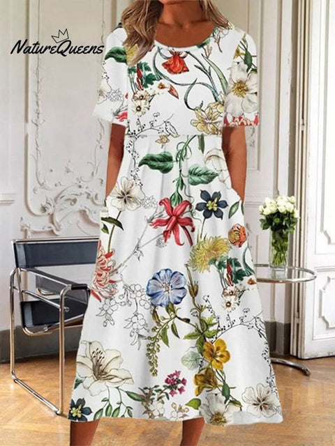 Boho Floral Print Loose Flowy Long Dresses