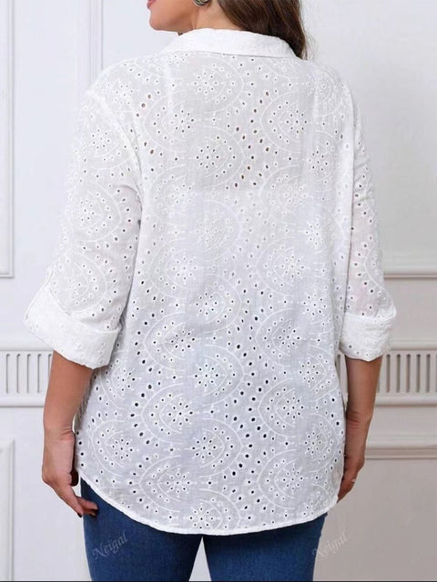 Women's  Loose Embroidered Hollow Casual Shirt