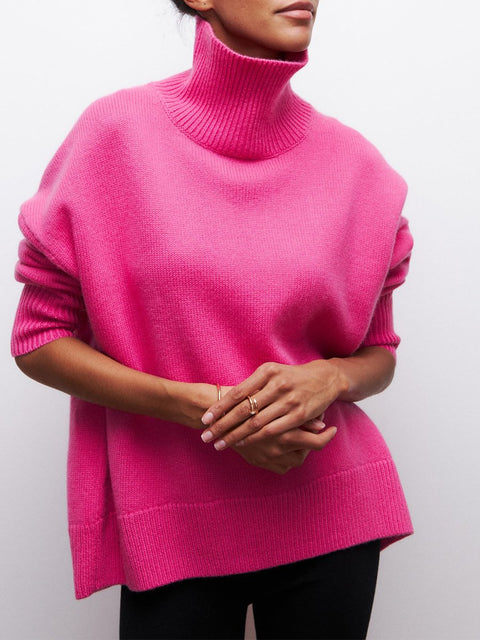 Women's Solid Color Turtleneck Sweater Knit