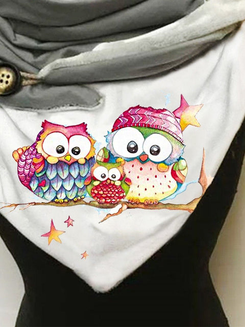 Owl Print Casual Scarf and Shawl
