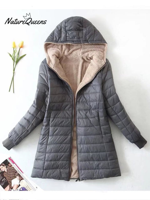Mid-length Thickened Hooded Loose Jacket