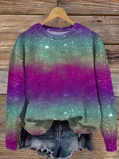 Glitter Christmas  Print  Casual  Sweatshirt