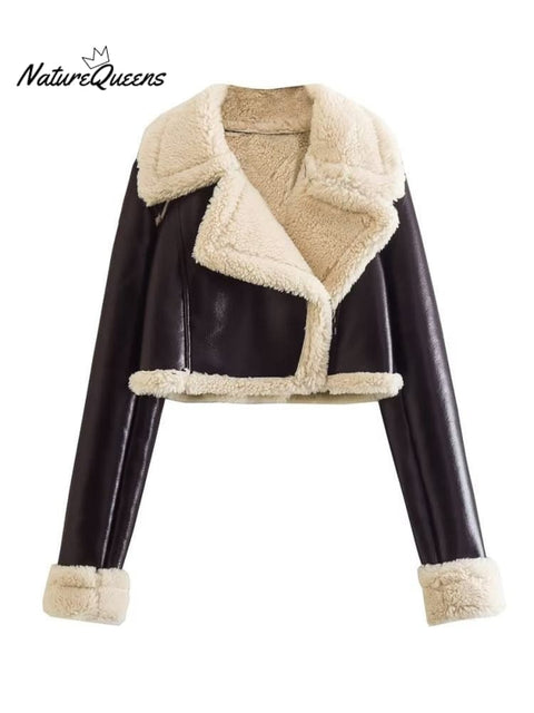 Fur All-in-one Short Street Girl Motorcycle Jacket