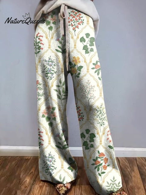 Women's Floral Art Printed Comfortable Knitted Trousers