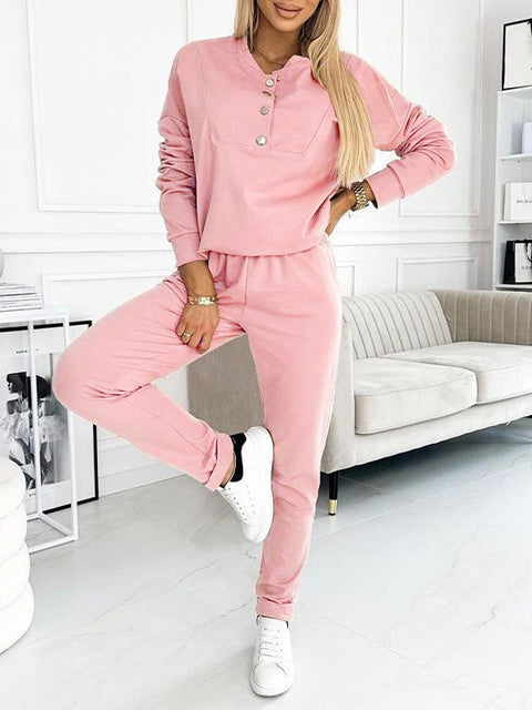 Patchwork Polyester Long Pants Long Sleeve Leisure Suit