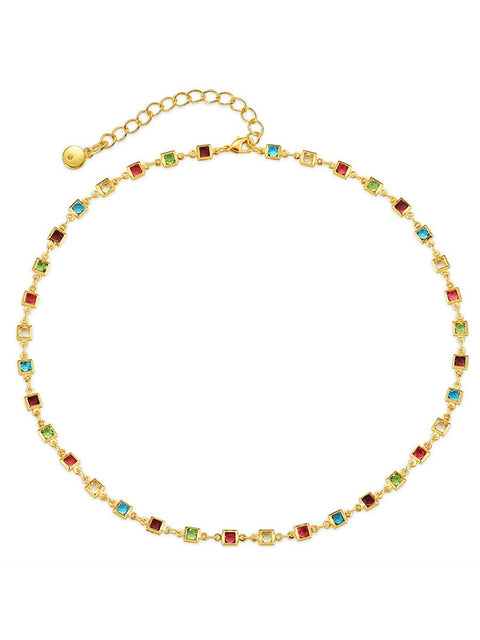 Colorful Square Glass Beads Chain Necklace