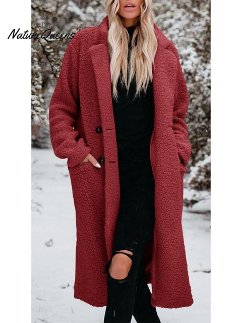 Autumn and Winter Warm Coat Long Sleeve Lapel Women's Coat