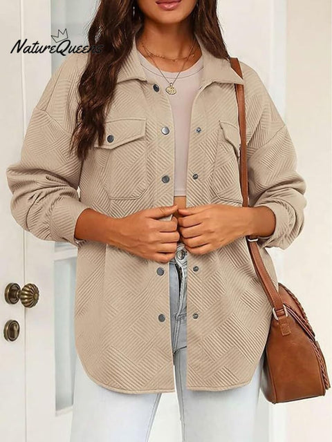 Buttoned Long Sleeve Loose Casual Shirt Jacket