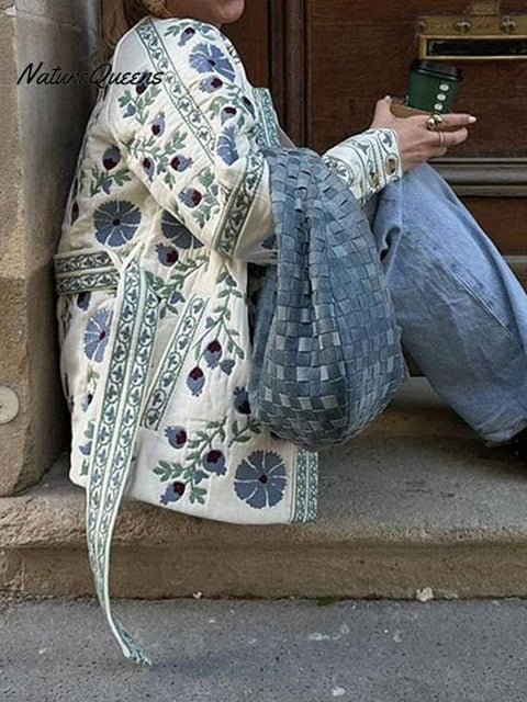 Printed Tie Waist Jacket