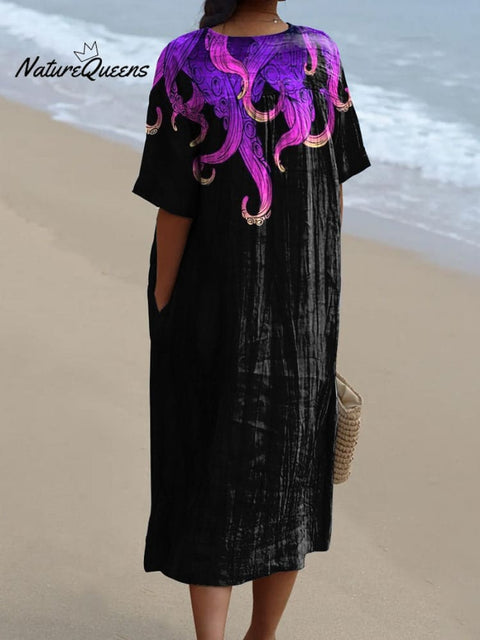 Octopus Tentacles Art Printed Women's Flowy Dress