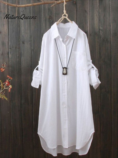 Women's Cotton Long Sleeve Solid Color Casual Shirt