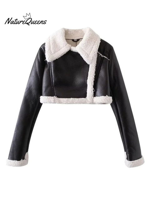 Fur All-in-one Short Street Girl Motorcycle Jacket