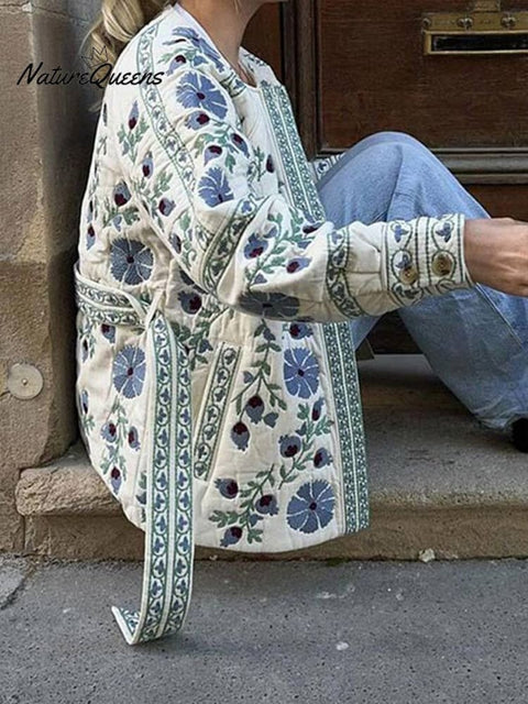 Printed Tie Waist Jacket