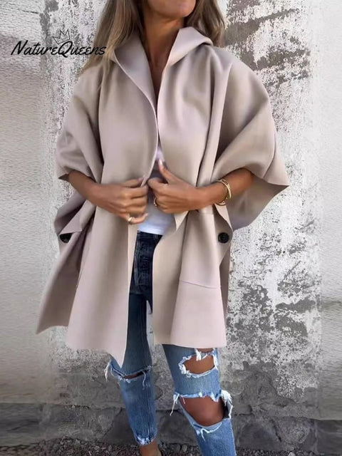 Women's New Autumn and Winter Lapel One-piece Cape Jacket