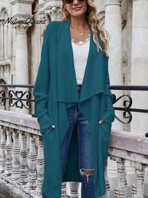 Women's Stylish Casual Fashionable Long Sleeve Solid Color Knitted Coat