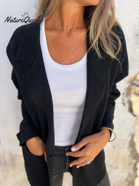 Women's Casual Lapel Neck Jacket With Pockets