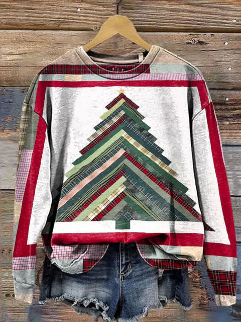Retro Christmas Print Casual  Sweatshirt