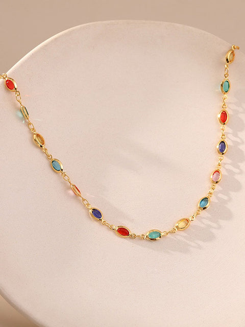 Colorful Glass Chain Necklace