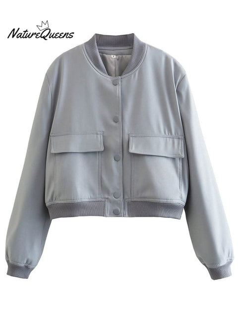 Stand Collar Large Pocket Jacket