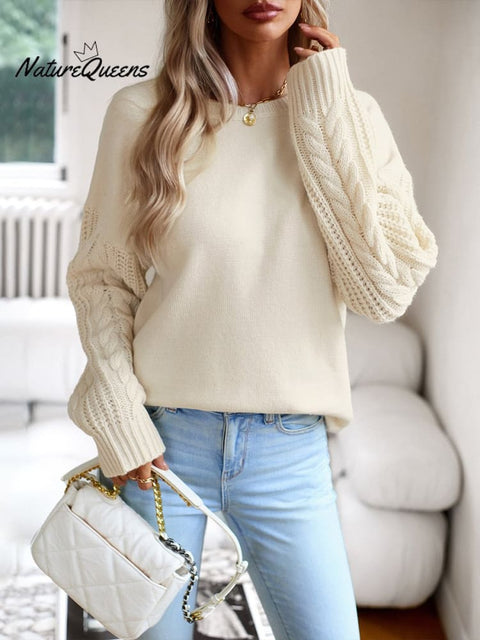 Autumn and Winter Women's Long-sleeved Sweater Tops Round Neck Sweater