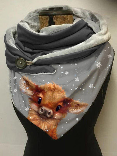Fleece Highland Cattle Casual Print Scarf