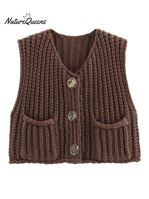 Women's Stylish Loose Solid Color Casual Knitted Vest