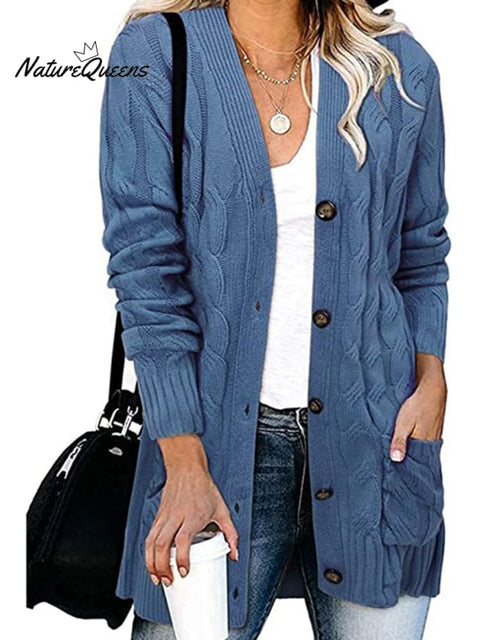 Loose Twist-button Jacket and Casual Knitted Cardigan