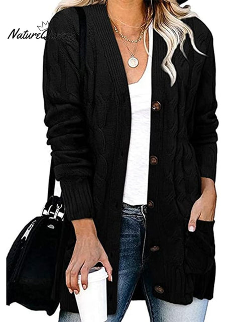 Loose Twist-button Jacket and Casual Knitted Cardigan