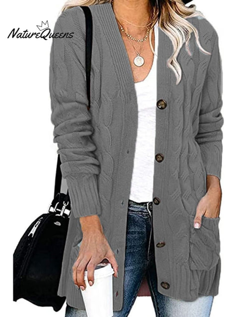 Loose Twist-button Jacket and Casual Knitted Cardigan