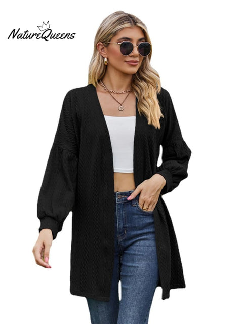 Solid Color Loose Cardigan Top Women's Knitted Jacket
